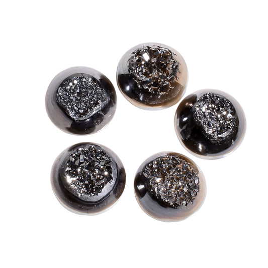 Platinum Titanium Druzy Round Window loose gemstone - view 1