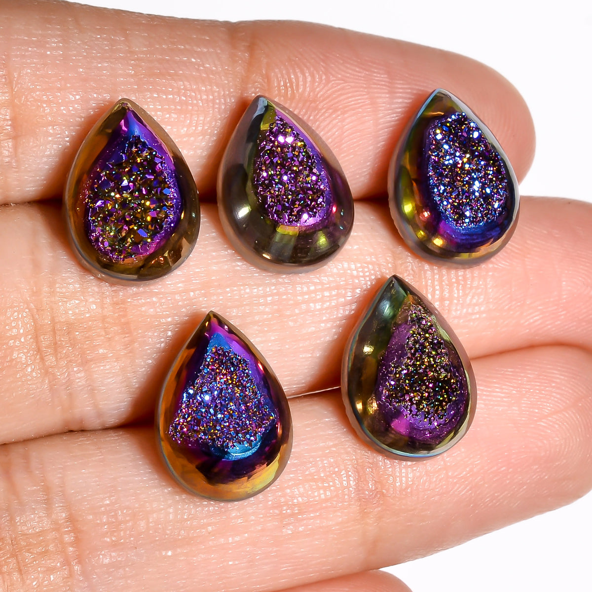 Titanium Druzy Purple Pear Window loose gemstone - view 3