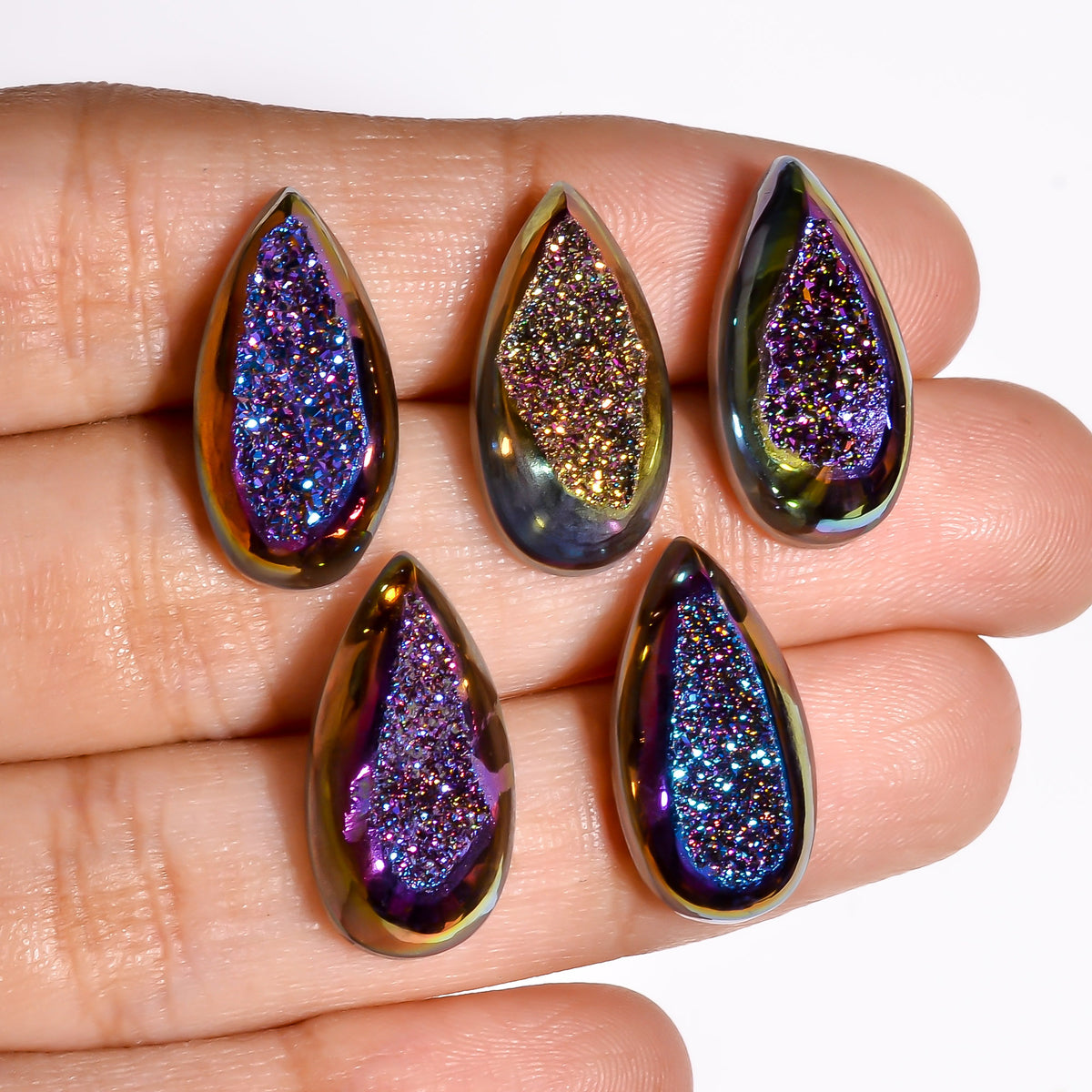 Titanium Druzy Purple Pear Window loose gemstone - view 6