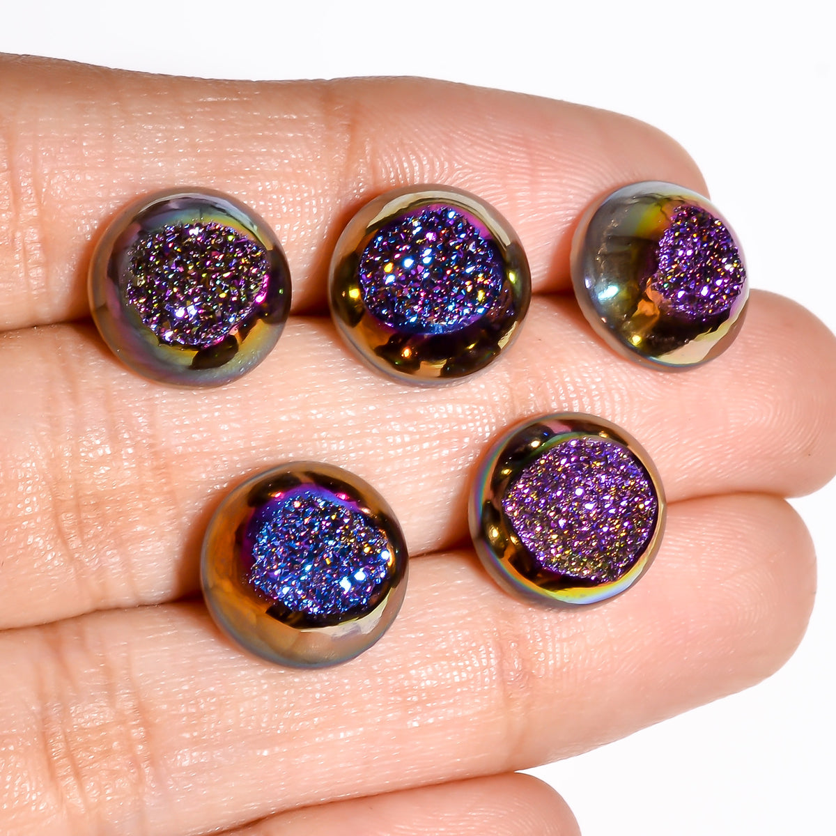 Titanium Druzy Purple Round Window loose gemstone - view 3
