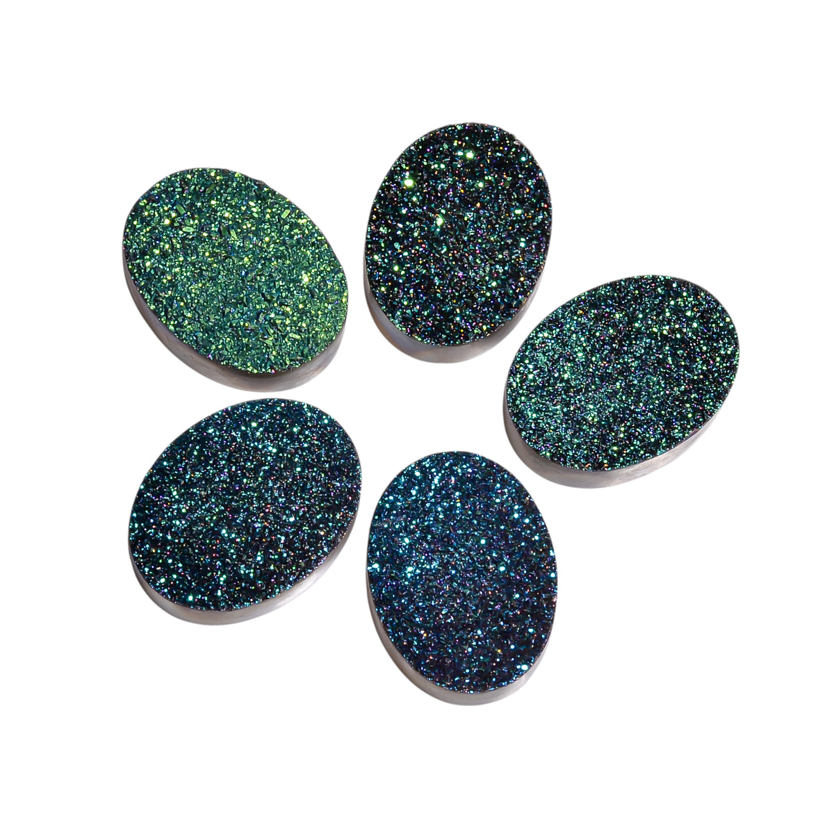 Rainbow Titanium Green Oval Flat loose gemstone - view 4