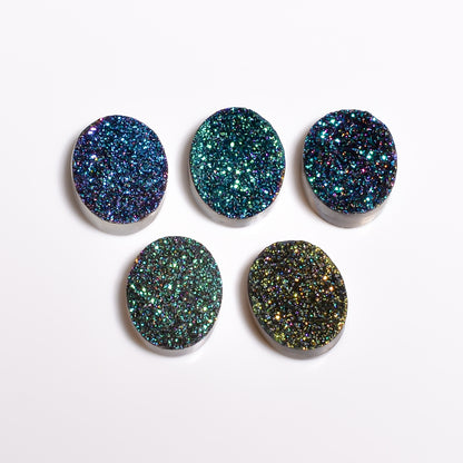 Rainbow Titanium Green Oval Flat loose gemstone - view 2