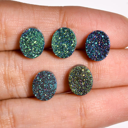 Rainbow Titanium Green Oval Flat loose gemstone - view 3