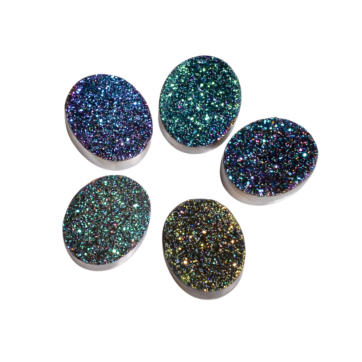Rainbow Titanium Green Oval Flat loose gemstone - view 1