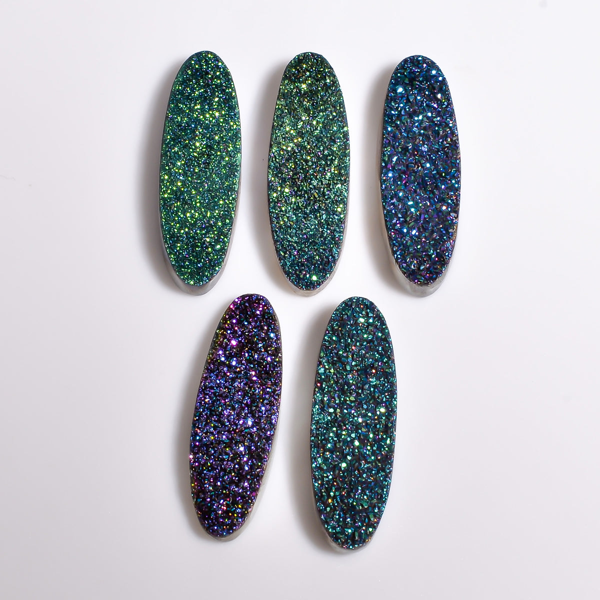 Rainbow Titanium Green Oval Flat loose gemstone - view 8