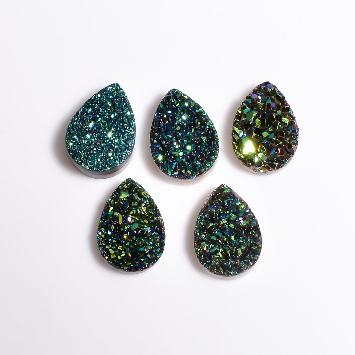 Rainbow Titanium Green Pear Flat loose gemstone - view 2