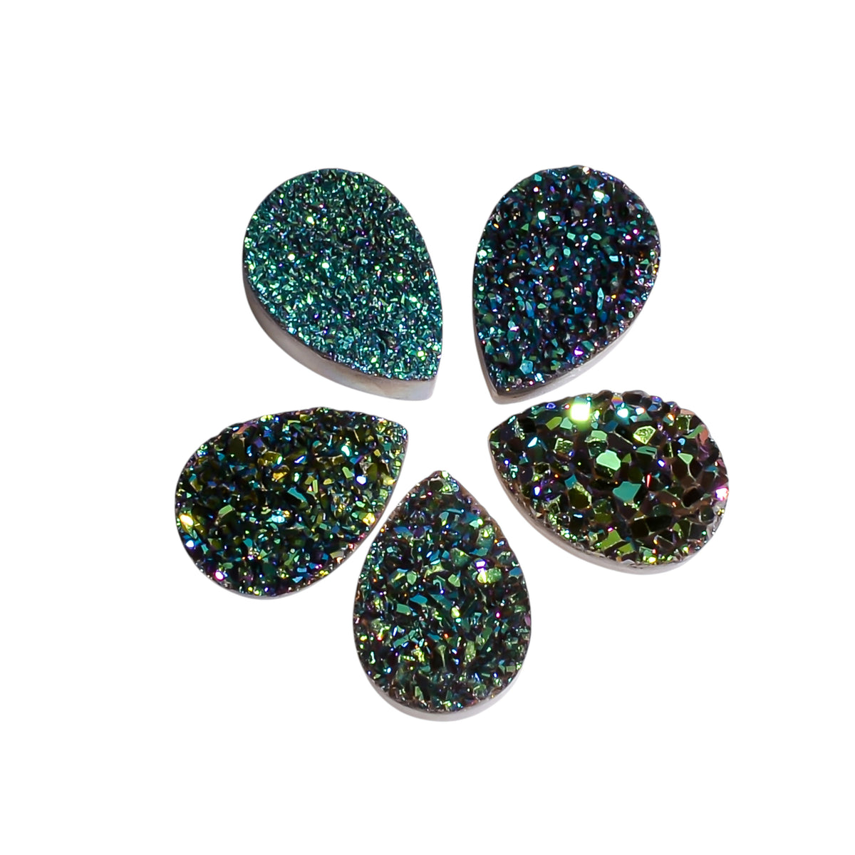 Rainbow Titanium Green Pear Flat loose gemstone - view 1