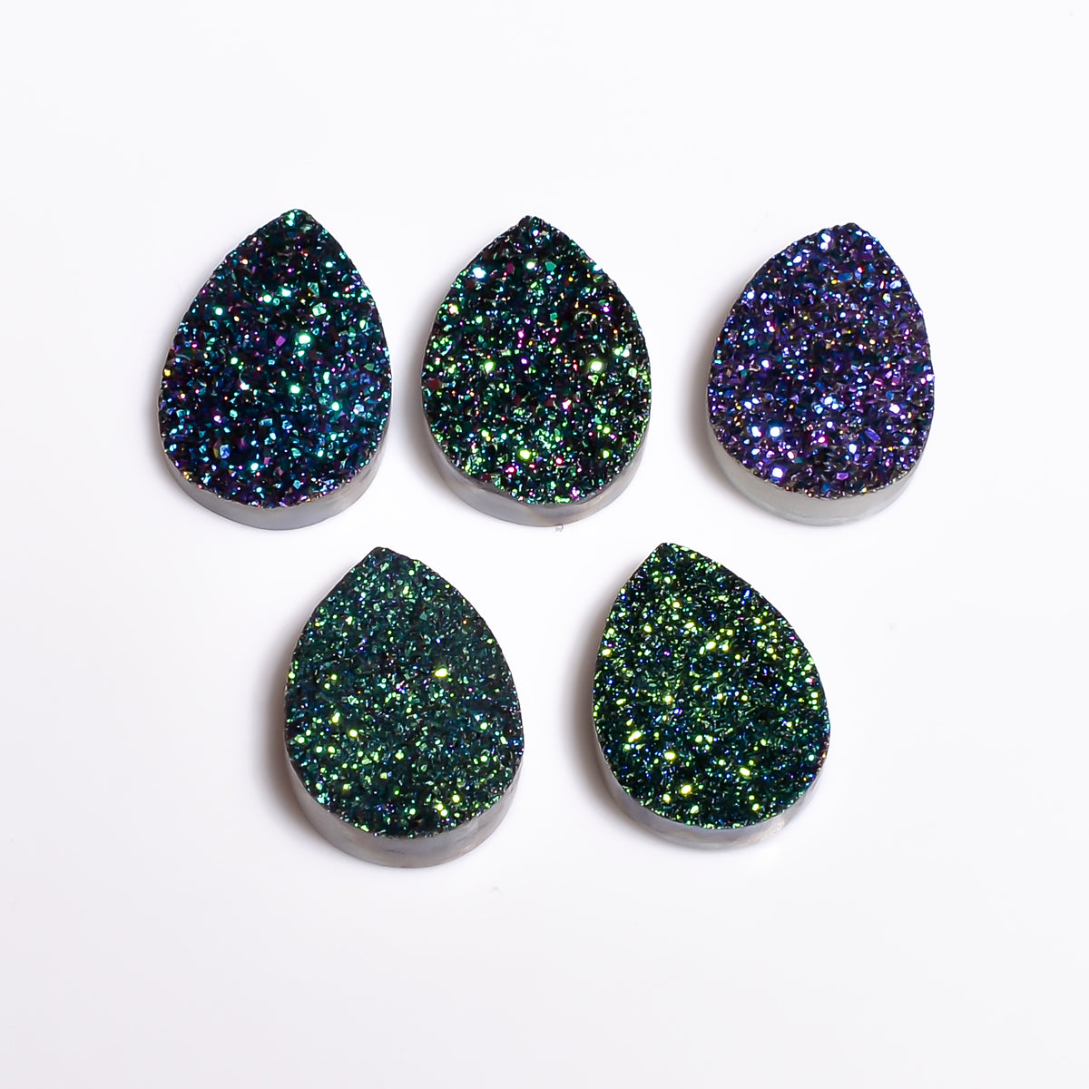 Rainbow Titanium Green Pear Flat loose gemstone - view 5