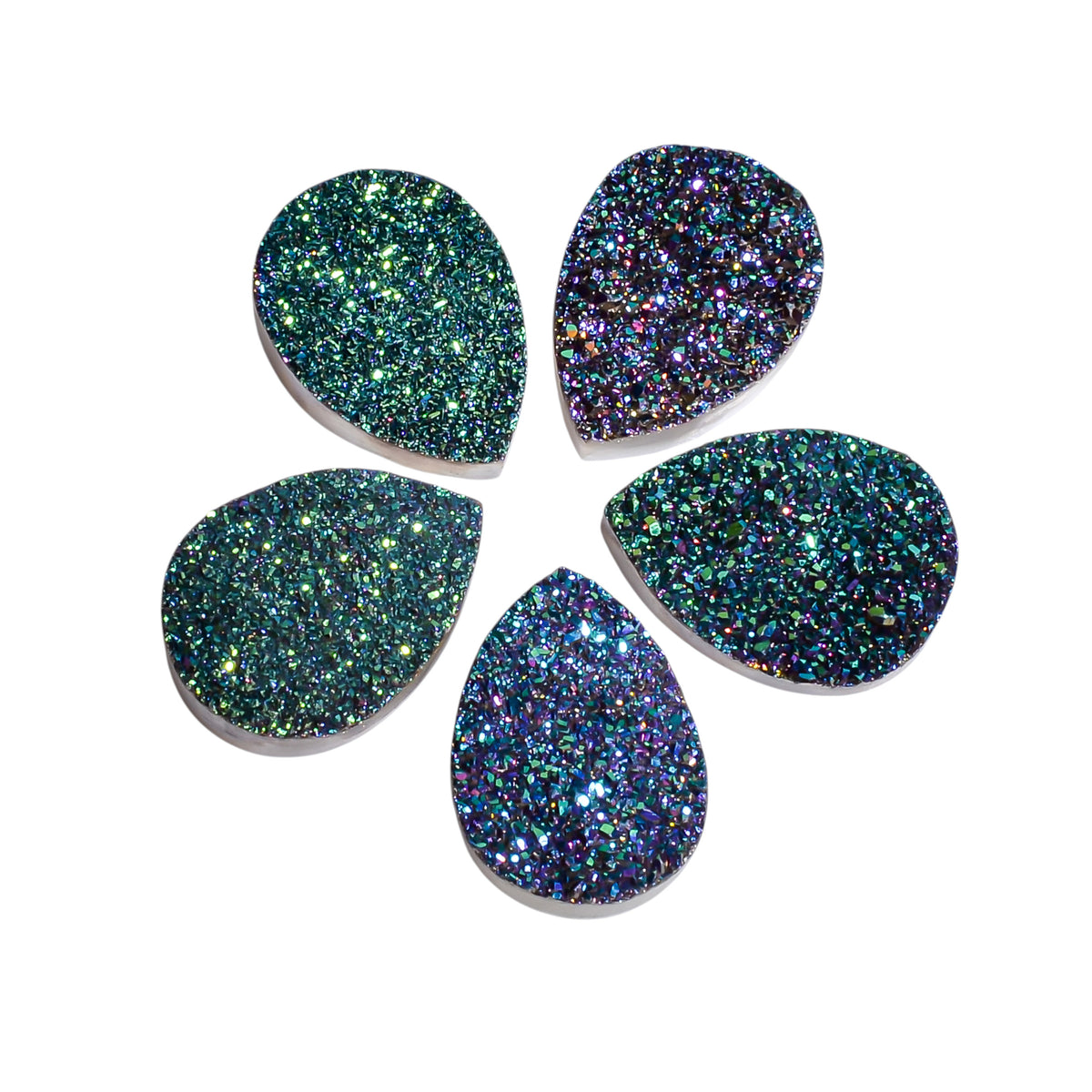 Rainbow Titanium Green Pear Flat loose gemstone - view 4