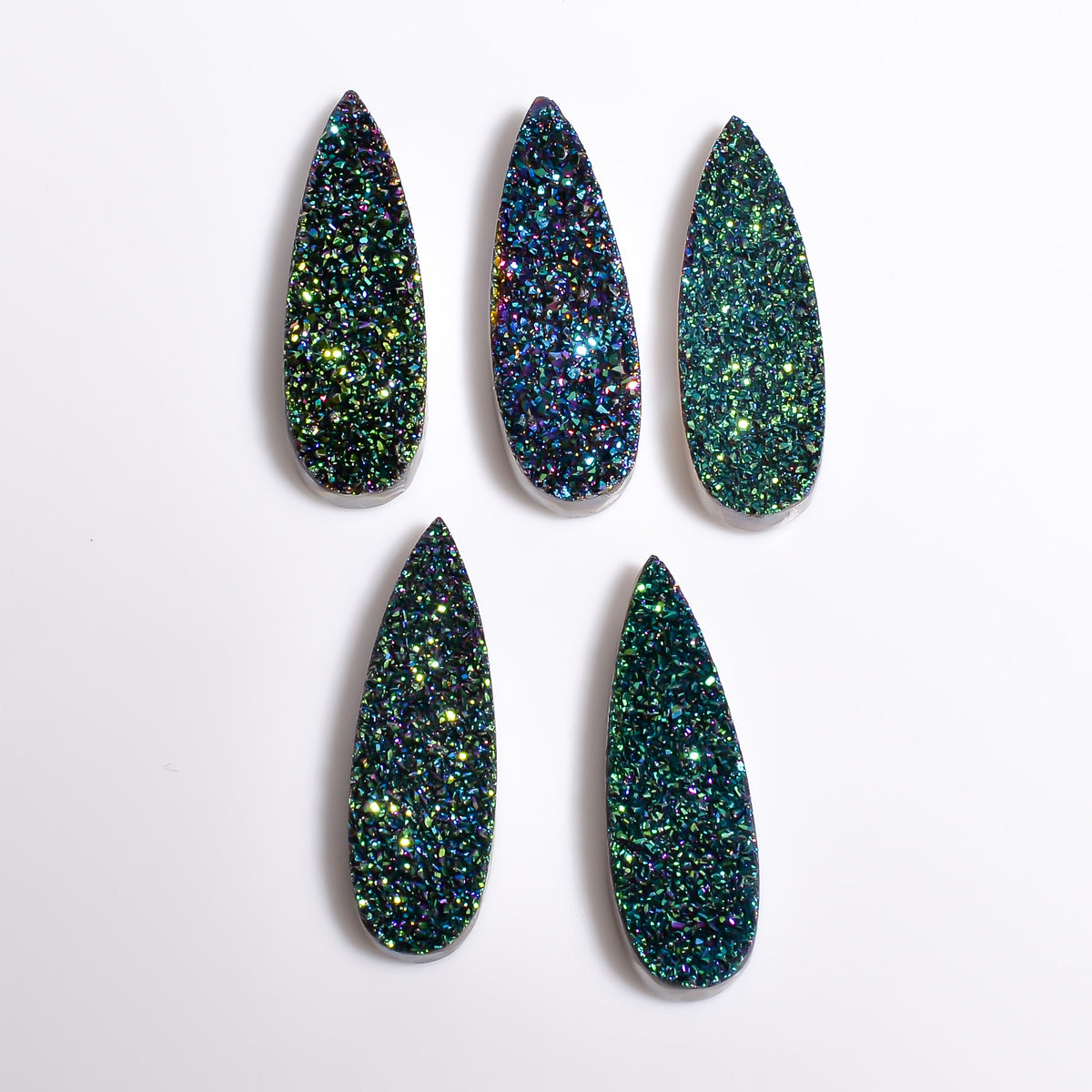 Rainbow Titanium Green Pear Flat loose gemstone - view 8