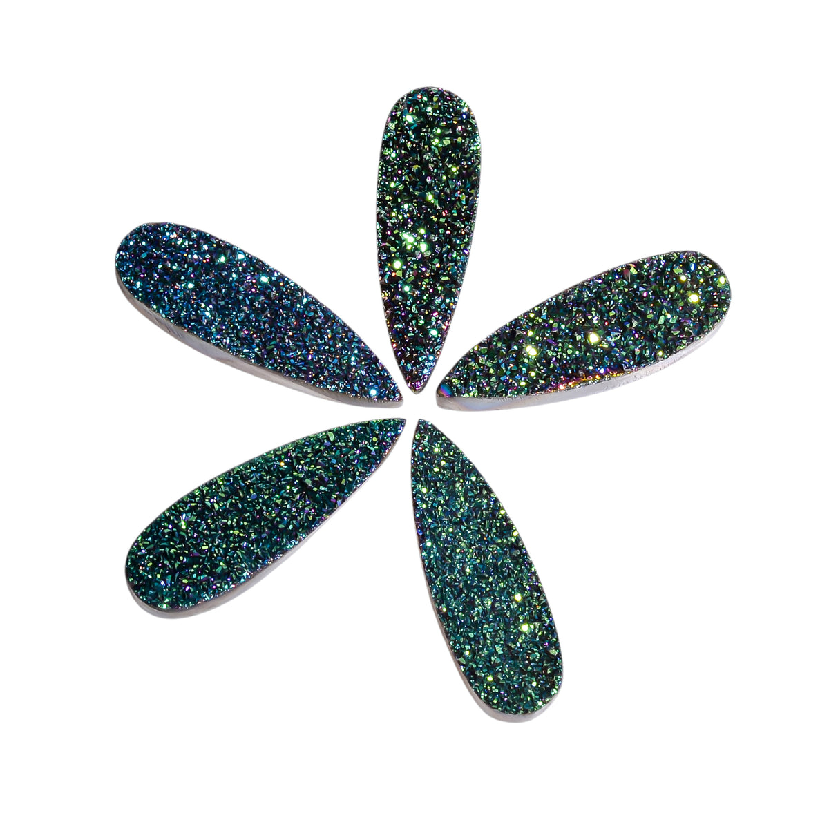 Rainbow Titanium Green Pear Flat loose gemstone - view 7