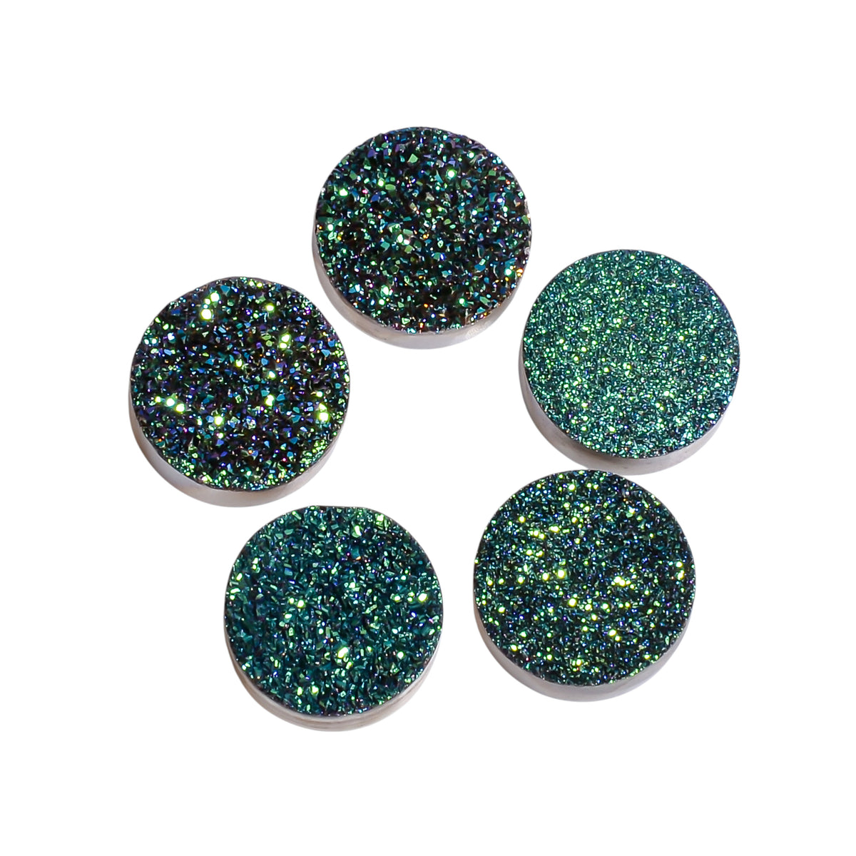 Rainbow Titanium Green Round Flat loose gemstone - view 1