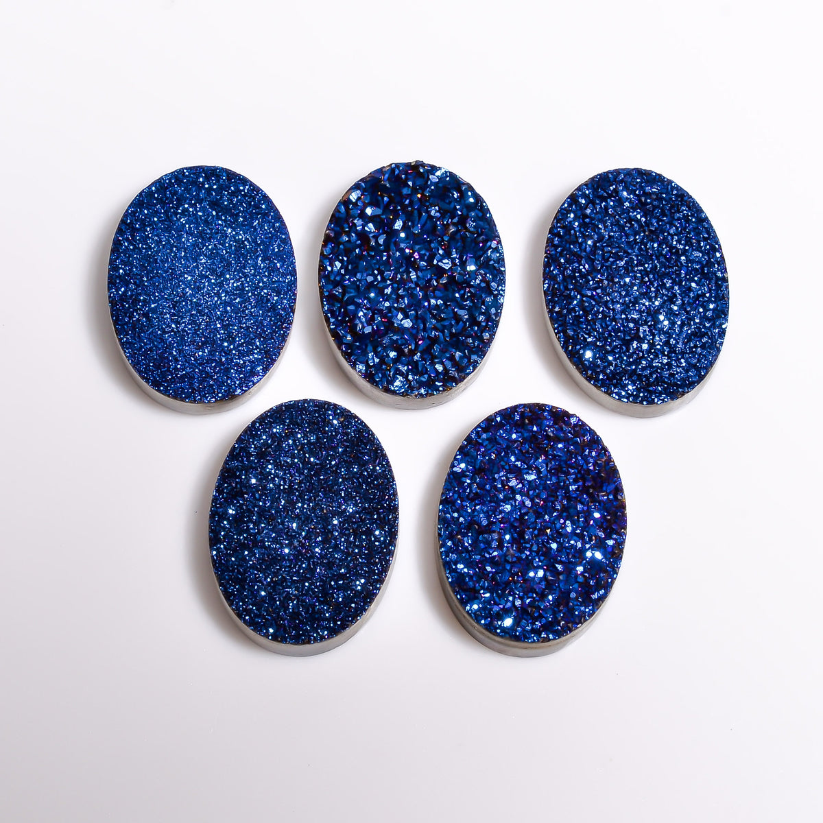 Rainbow Titanium Blue Oval Flat loose gemstone - view 5