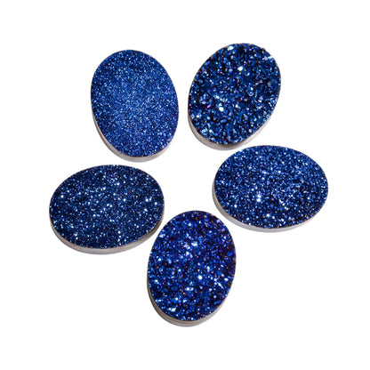 Rainbow Titanium Blue Oval Flat loose gemstone - view 4