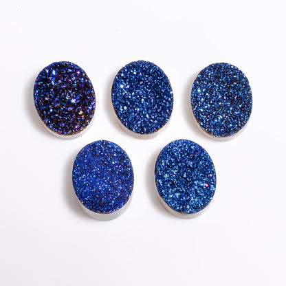 Rainbow Titanium Blue Oval Flat loose gemstone - view 2