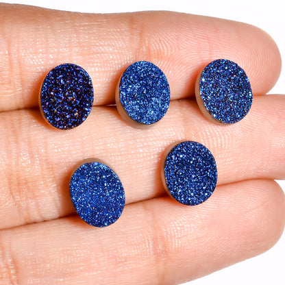 Rainbow Titanium Blue Oval Flat loose gemstone - view 3