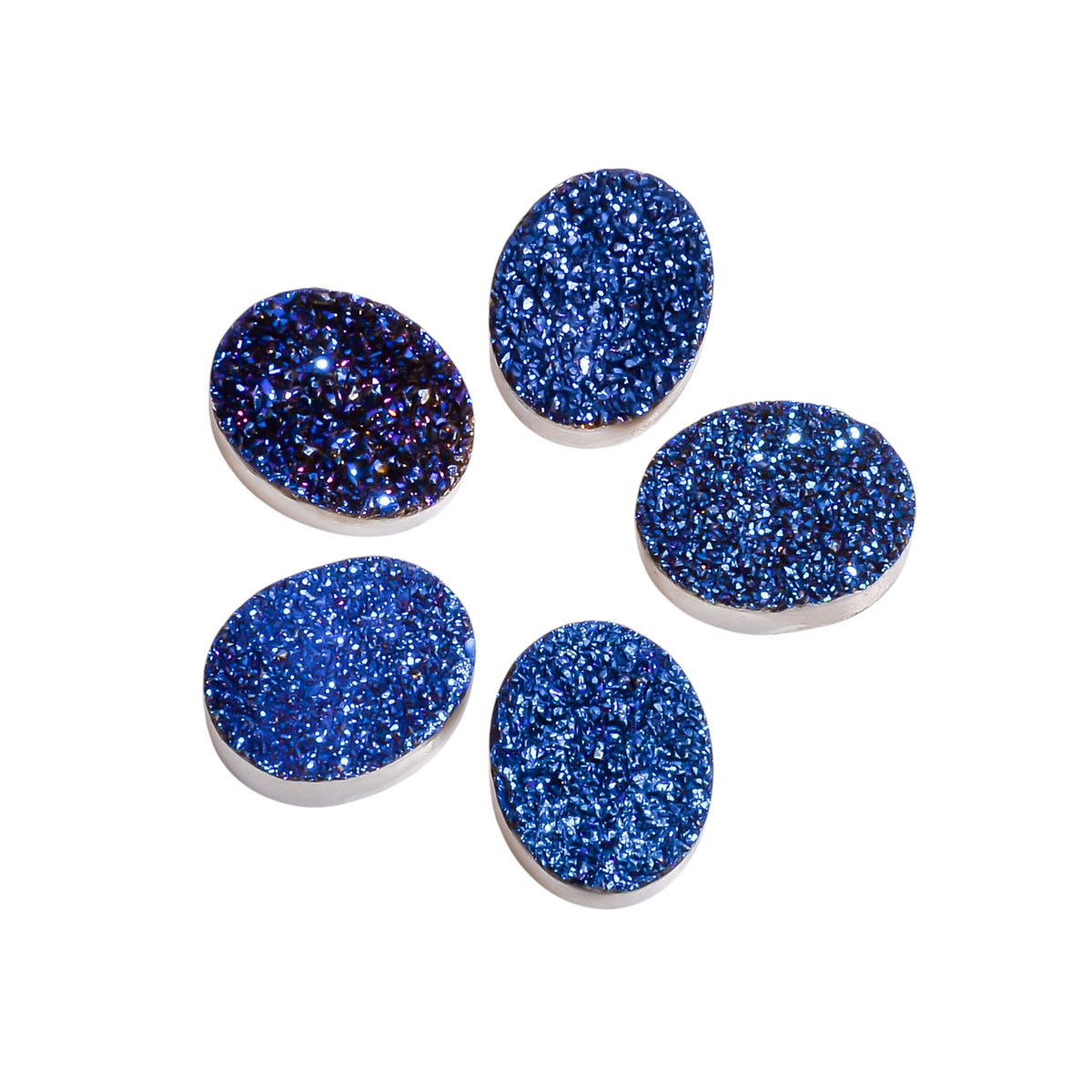 Rainbow Titanium Blue Oval Flat loose gemstone - view 1
