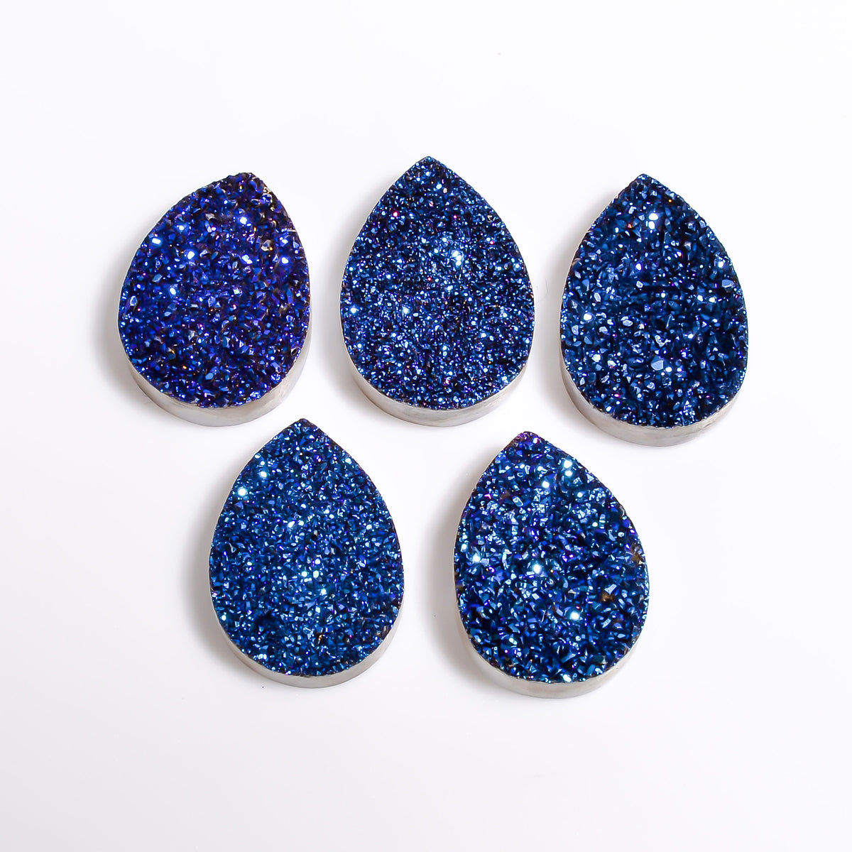 Rainbow Titanium Blue Pear Flat loose gemstone - view 5