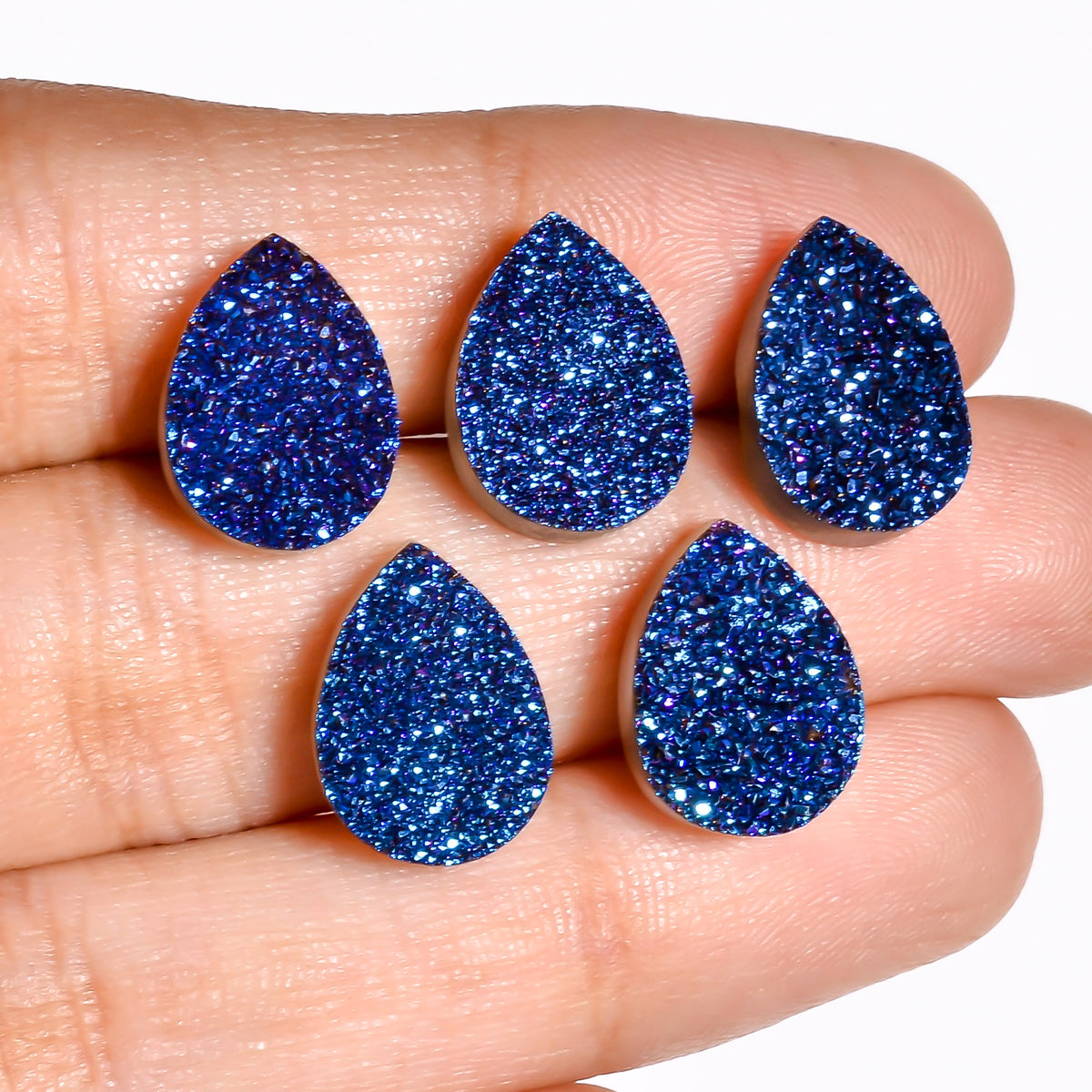 Rainbow Titanium Blue Pear Flat loose gemstone - view 6