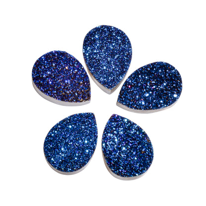 Rainbow Titanium Blue Pear Flat loose gemstone - view 4