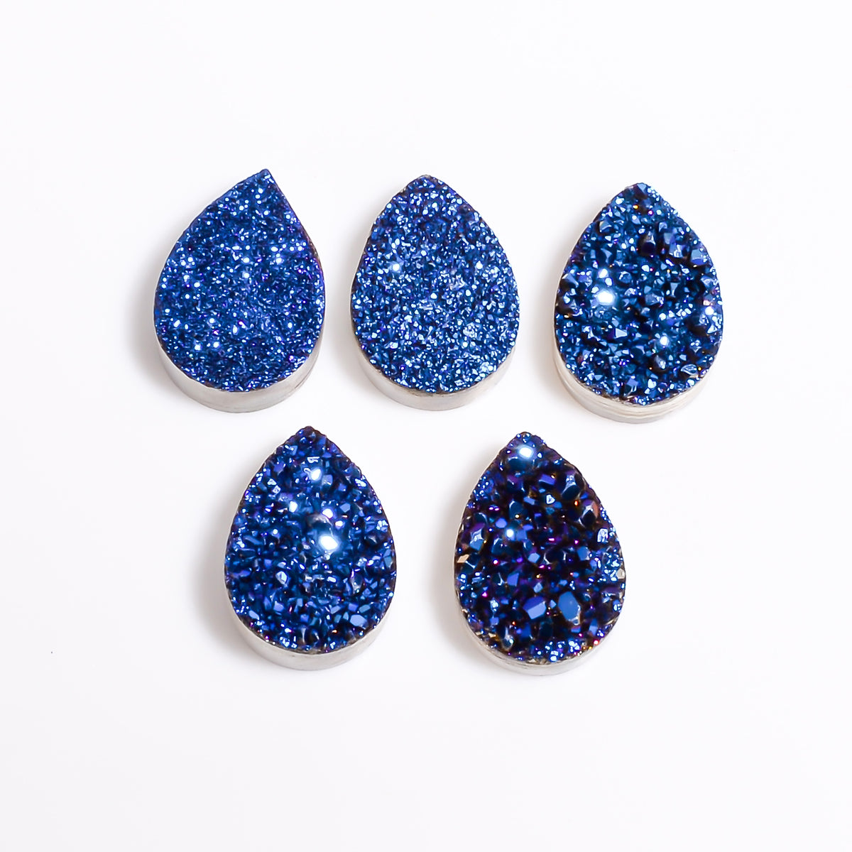 Rainbow Titanium Blue Pear Flat loose gemstone - view 2