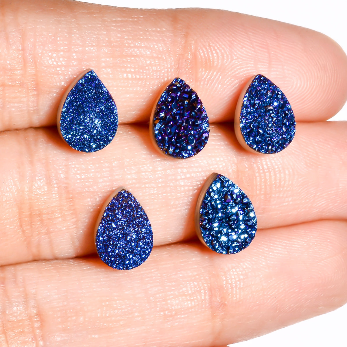 Rainbow Titanium Blue Pear Flat loose gemstone - view 3