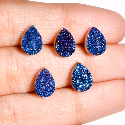 Rainbow Titanium Blue Pear Flat loose gemstone - view 3