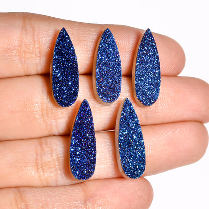 Rainbow Titanium Blue Pear Flat loose gemstone - view 9