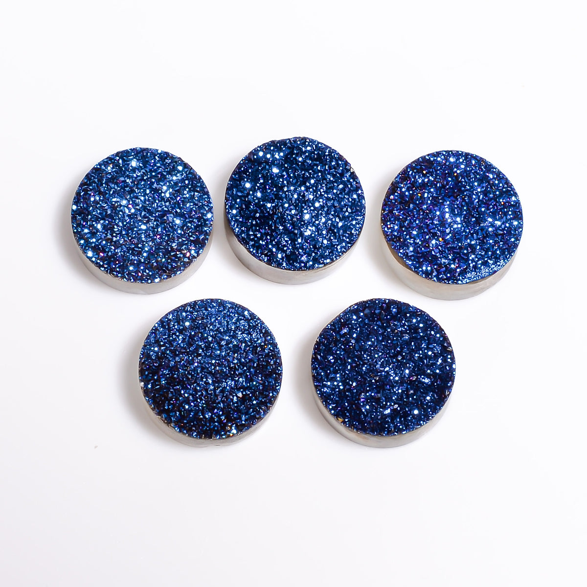 Rainbow Titanium Blue Round Flat loose gemstone - view 2