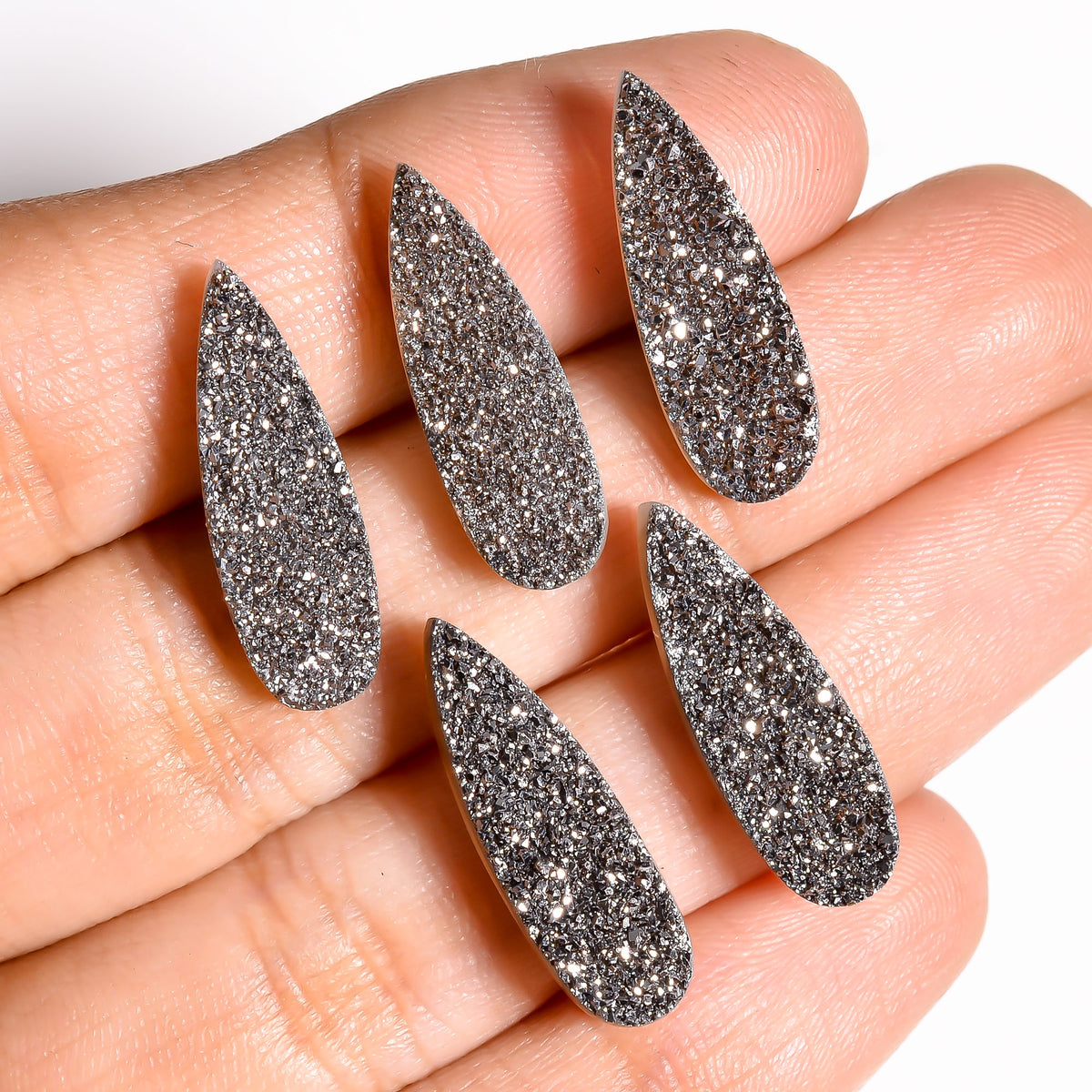 Rainbow Titanium Platinum Pear Flat loose gemstone - view 9