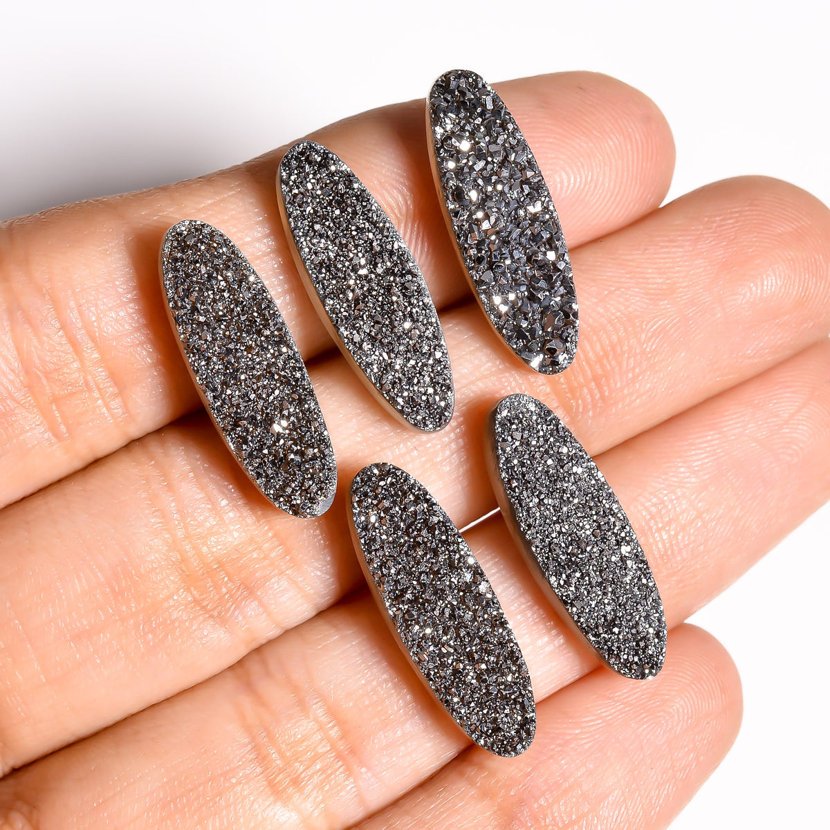 Rainbow Titanium Platinum Oval Flat loose gemstone - view 9