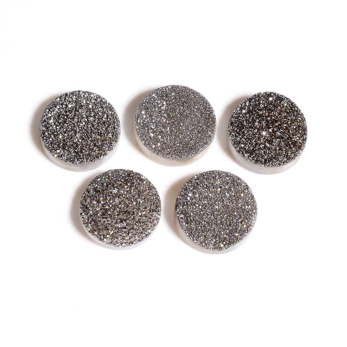 Rainbow Titanium Platinum Round Flat loose gemstone - view 5