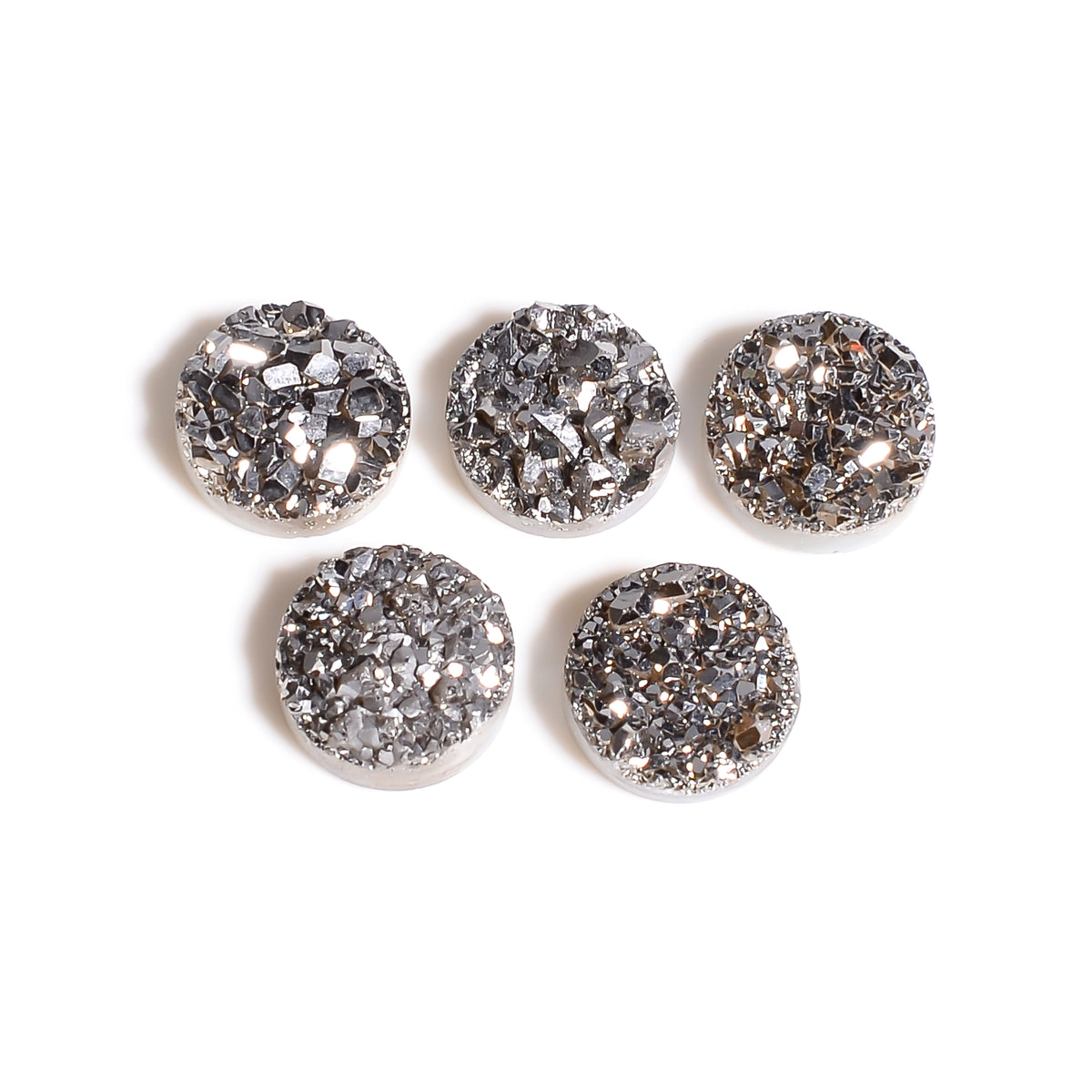 Rainbow Titanium Platinum Round Flat loose gemstone - view 2