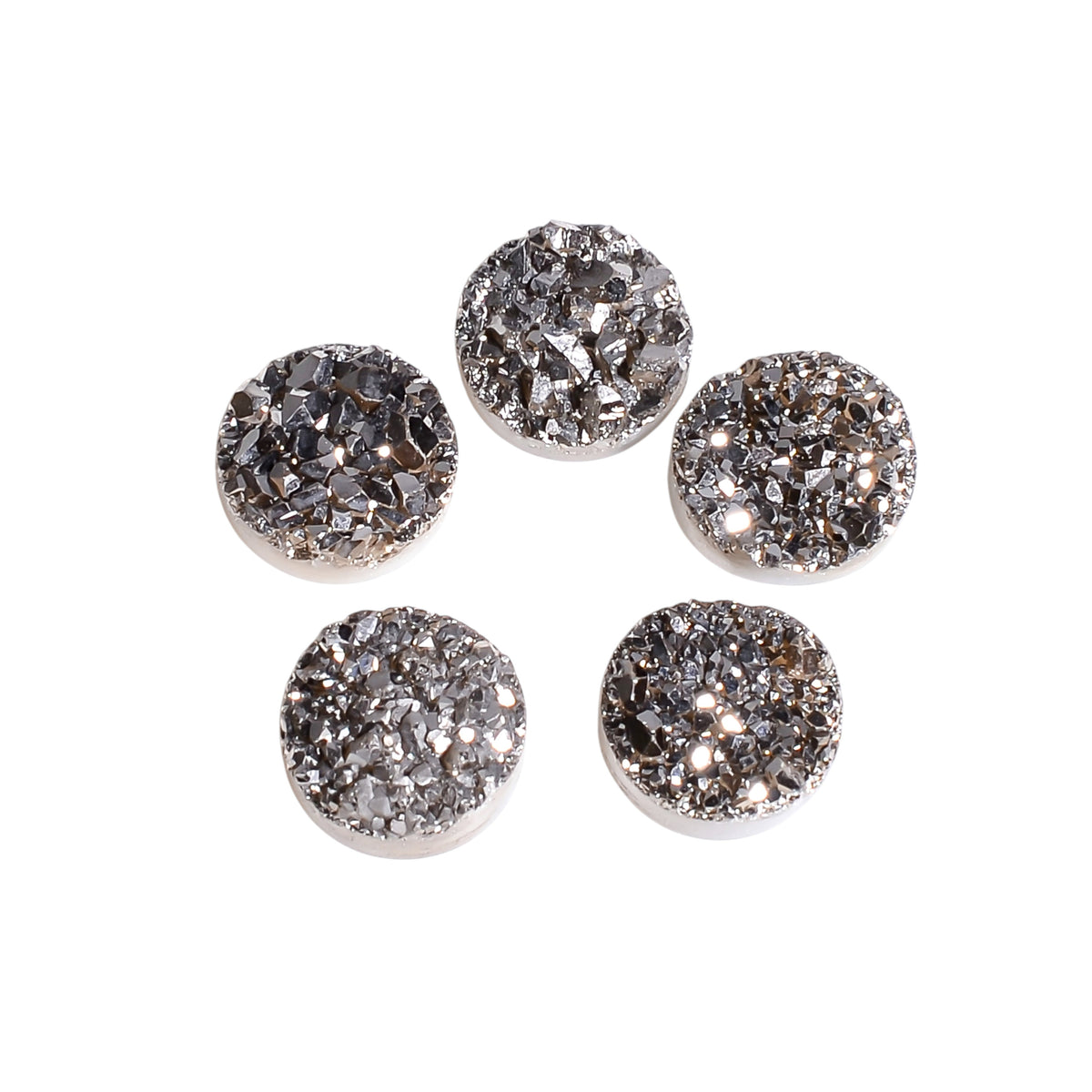 Rainbow Titanium Platinum Round Flat loose gemstone - view 1