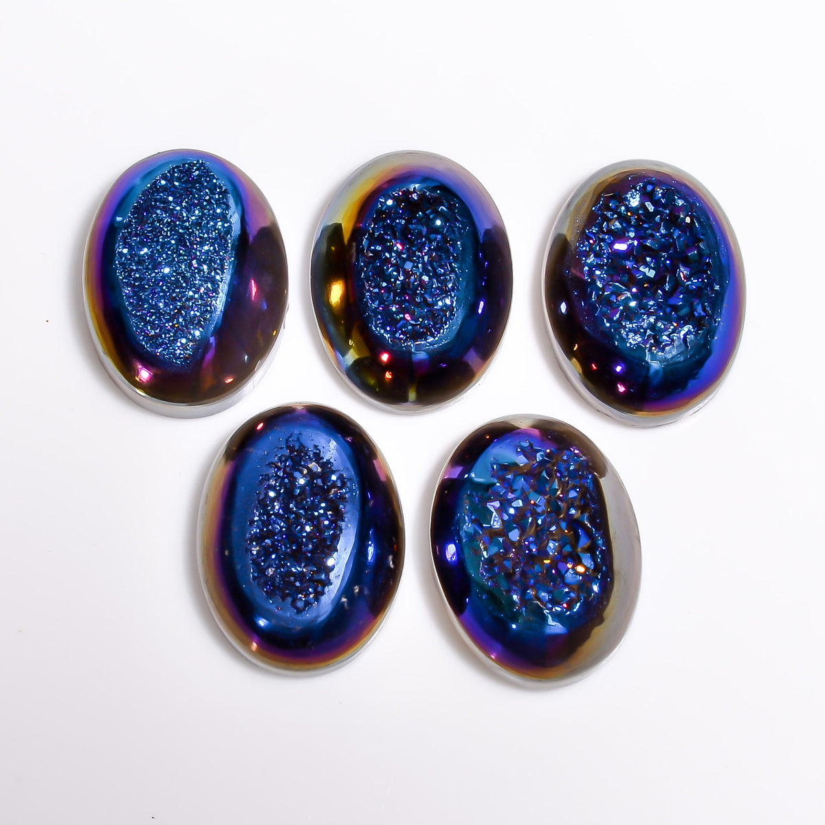 Titanium Window Druzy Blue Oval Window loose gemstone - view 5