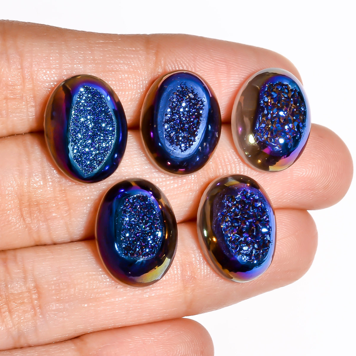 Titanium Window Druzy Blue Oval Window loose gemstone - view 6