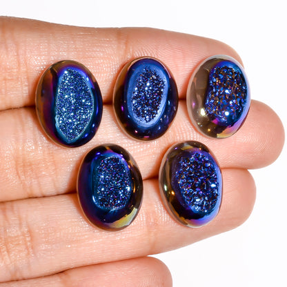 Titanium Window Druzy Blue Oval Window loose gemstone - view 6