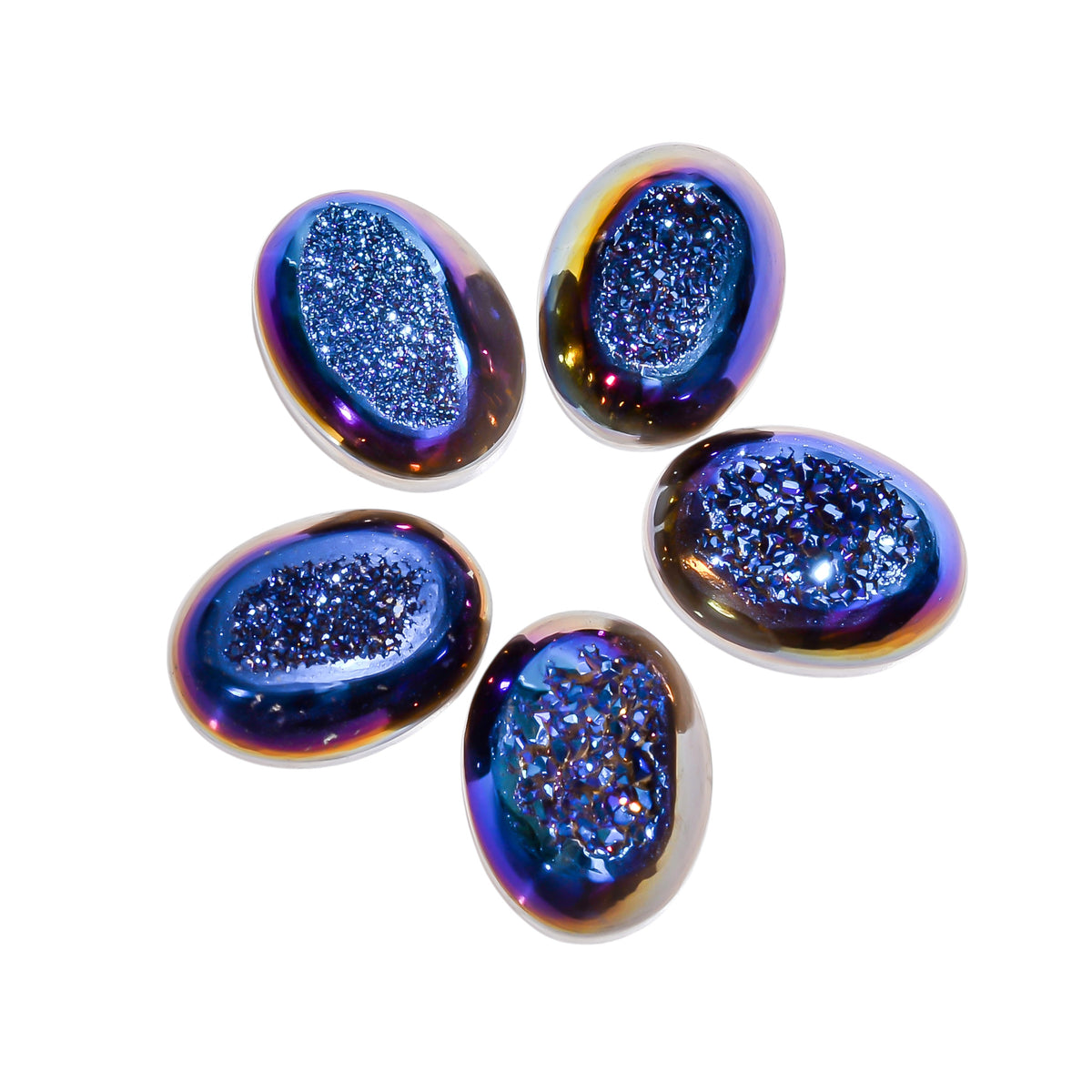 Titanium Window Druzy Blue Oval Window loose gemstone - view 4