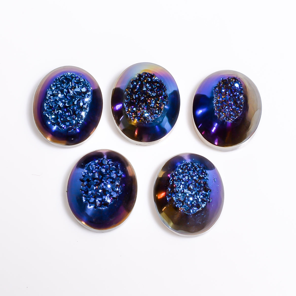 Titanium Window Druzy Blue Oval Window loose gemstone - view 2