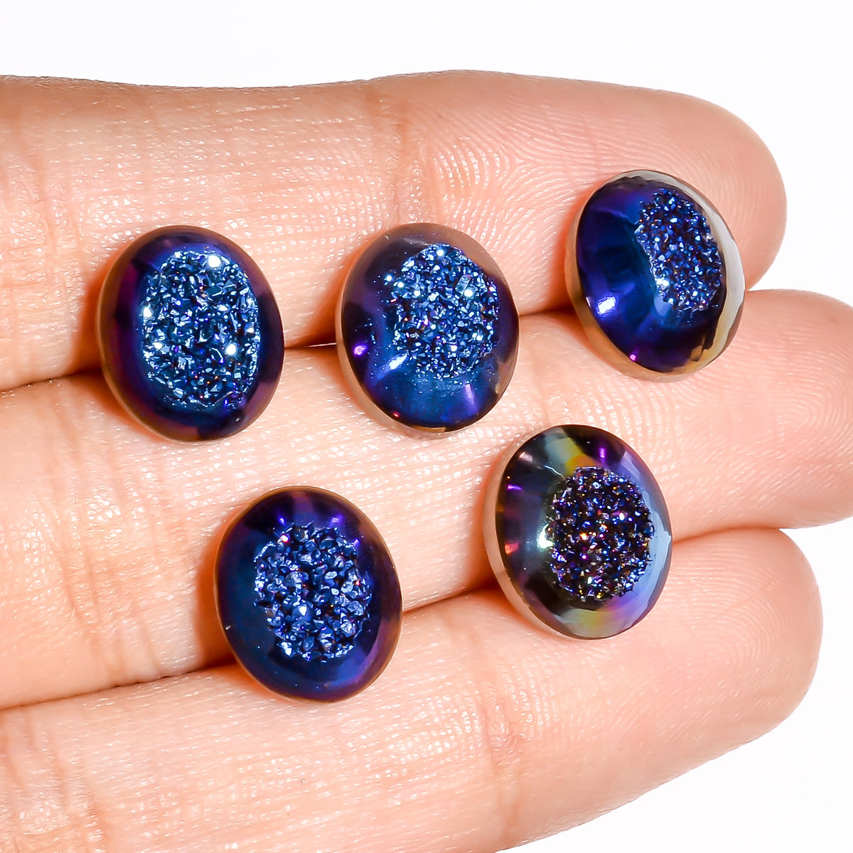 Titanium Window Druzy Blue Oval Window loose gemstone - view 3