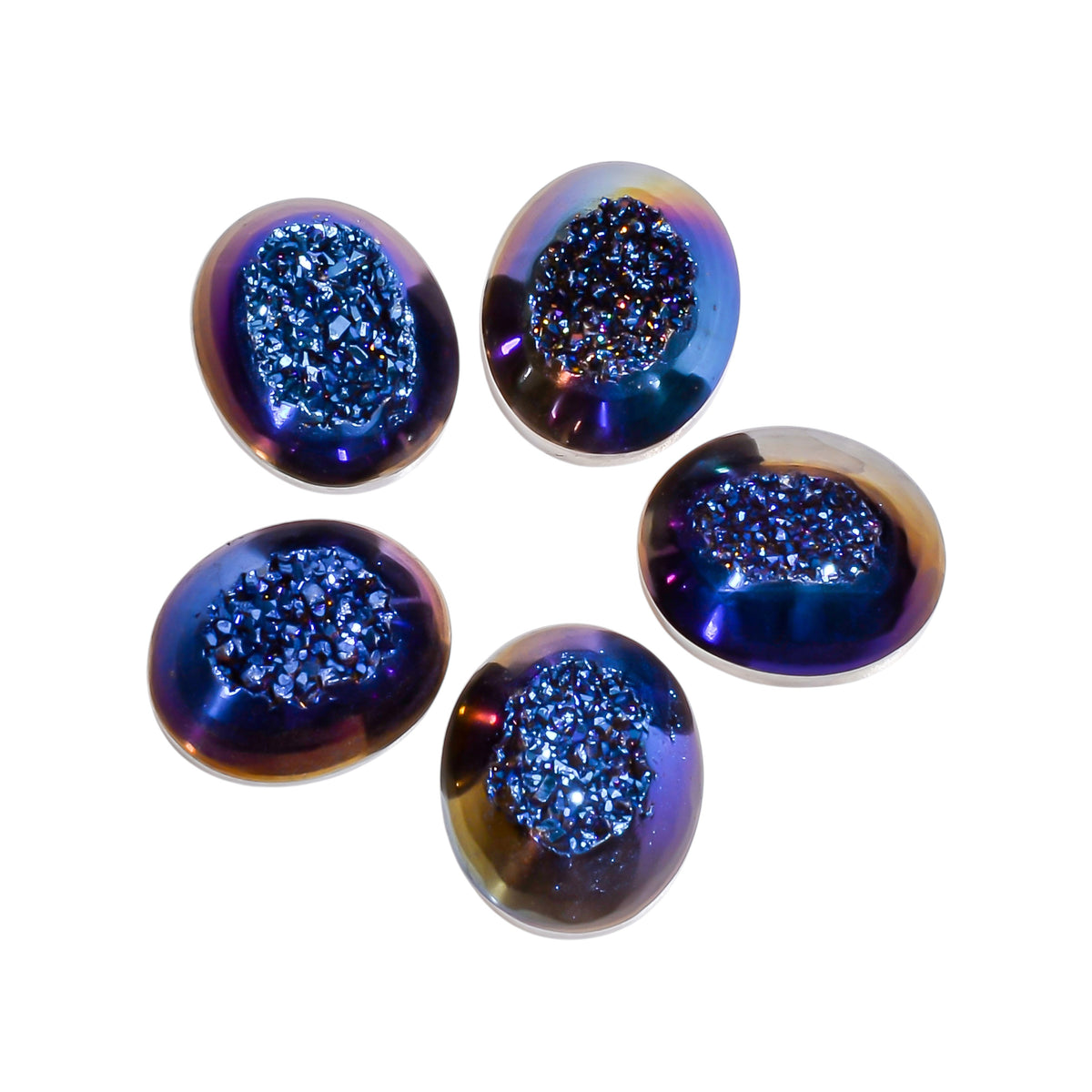 Titanium Window Druzy Blue Oval Window loose gemstone - view 1