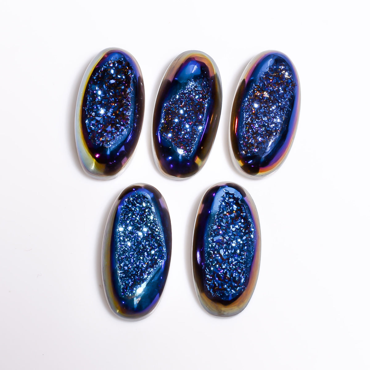Titanium Window Druzy Blue Oval Window loose gemstone - view 8