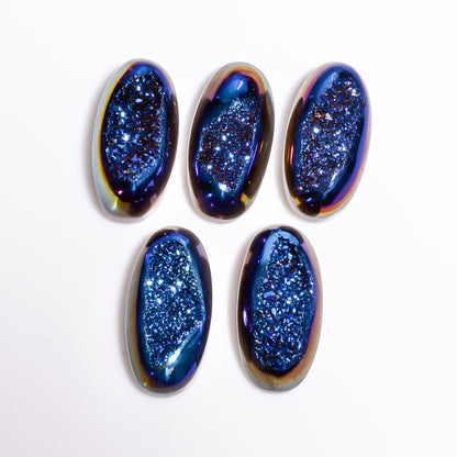 Titanium Window Druzy Blue Oval Window loose gemstone - view 8