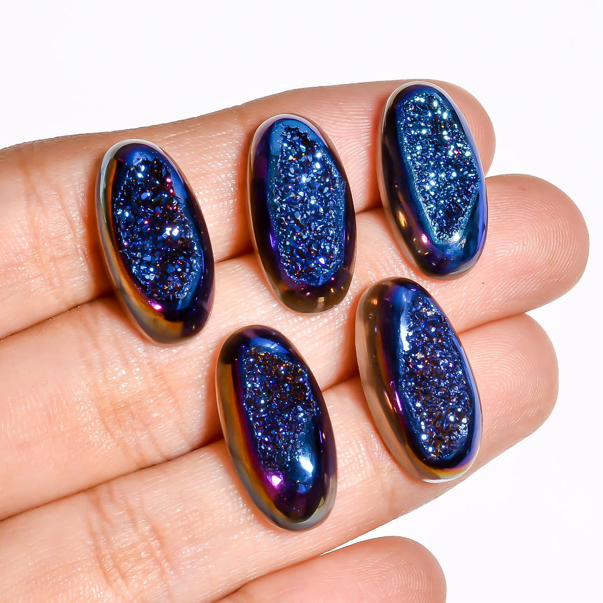 Titanium Window Druzy Blue Oval Window loose gemstone - view 9
