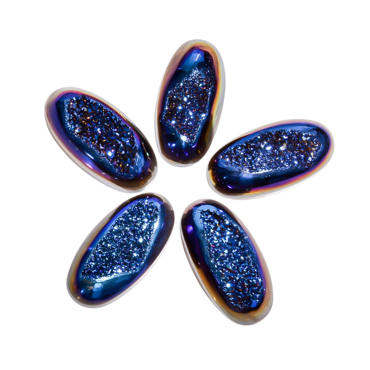 Titanium Window Druzy Blue Oval Window loose gemstone - view 7
