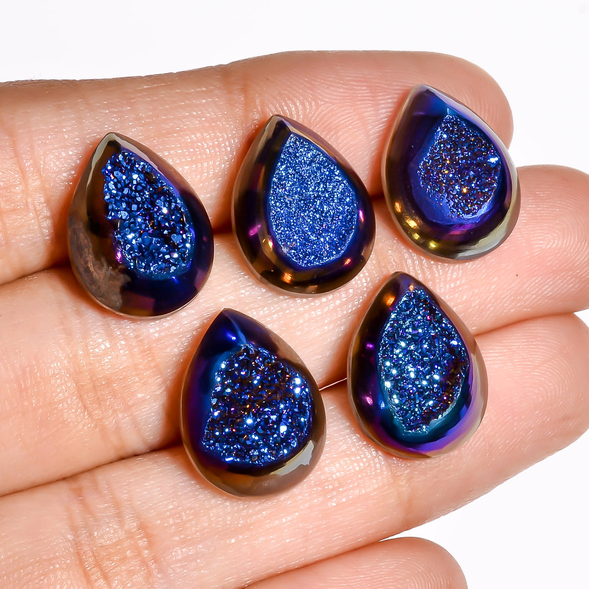 Titanium Window Druzy Blue Pear Window loose gemstone - view 6