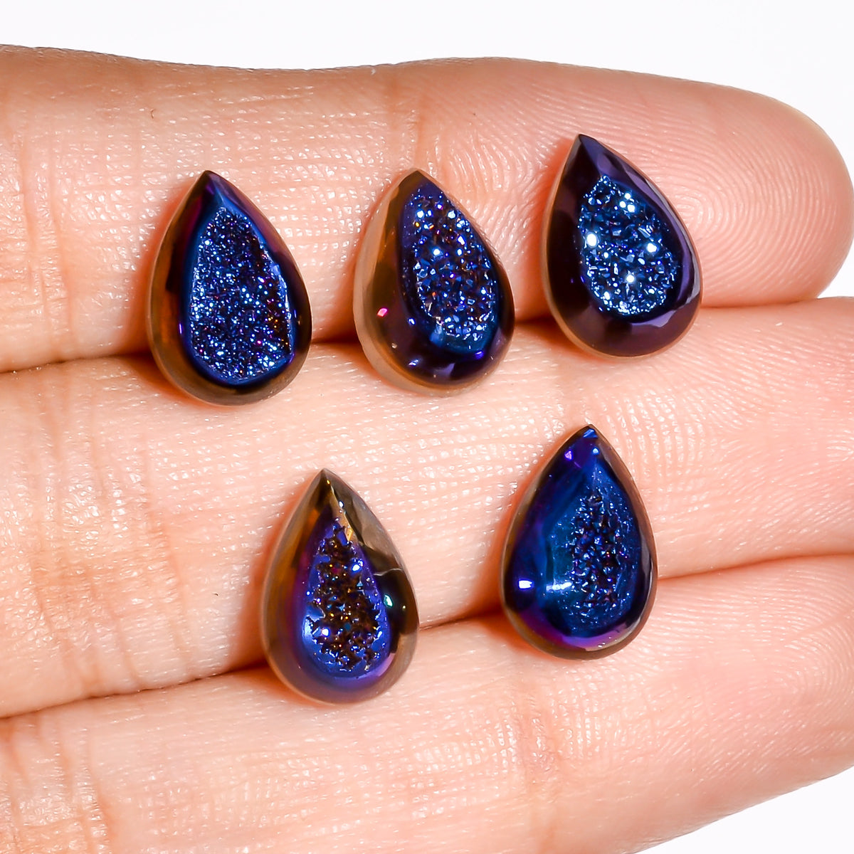 Titanium Window Druzy Blue Pear Window loose gemstone - view 3