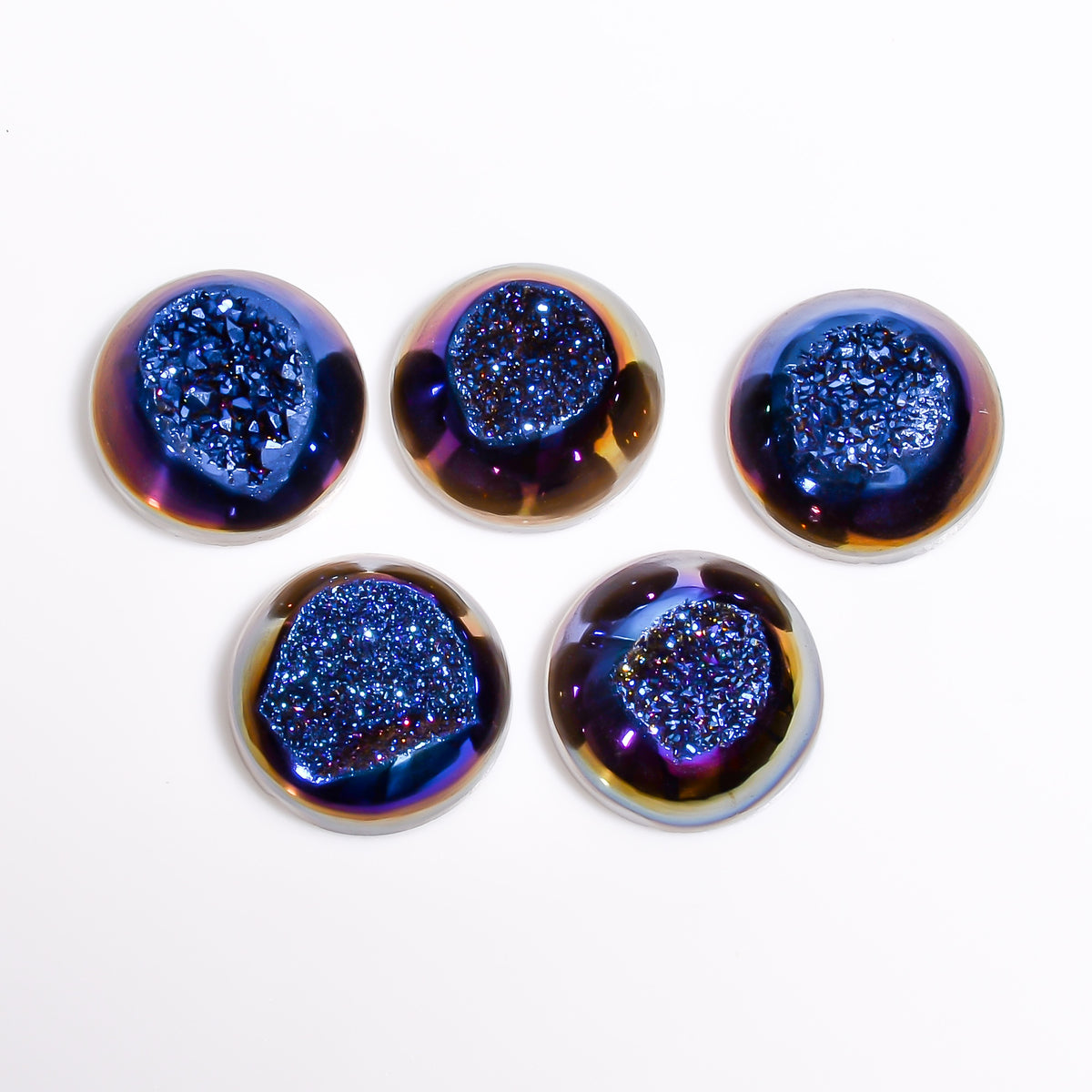 Titanium Window Druzy Blue Round Window loose gemstone - view 2