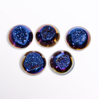 Titanium Window Druzy Blue Round Window loose gemstone - view 2