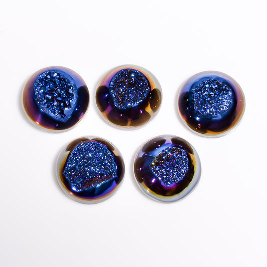 Titanium Window Druzy Blue Round Window loose gemstone - view 2